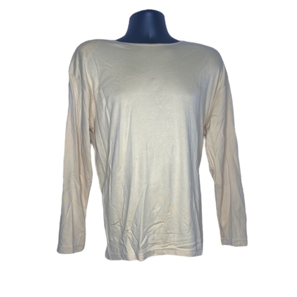 VINTAGE Basic Editions Ribbed Long Sleeve Blouse (Size: XL, Color: Yellow)